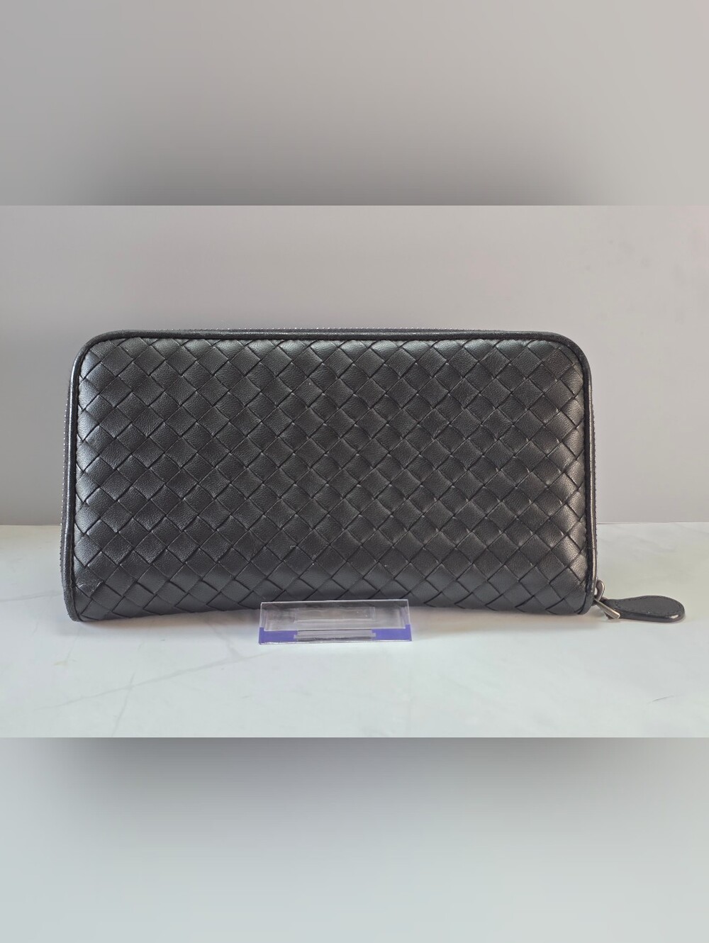 Bottega Veneta Black Intrecciato Zip Around Wallet